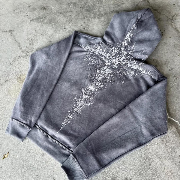 Fallen Cross Hoodie (Silver&Olive)