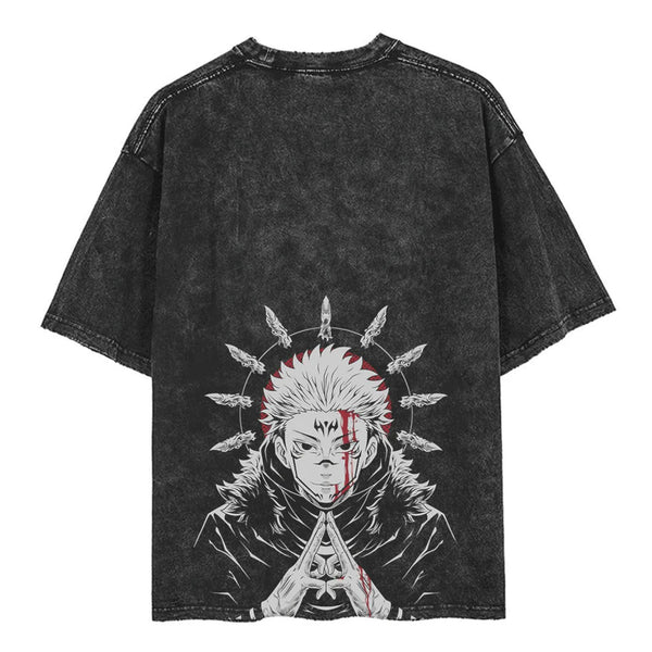 Sukuna Acid Washed Oversized T-Shirt